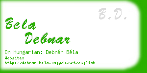 bela debnar business card